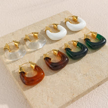 Load image into Gallery viewer, E.B.belle New Favourite Color! Summer Vocation Chunky Acrylic Resin Hoop Earrings For Woman Stainless Steel Waterproof Jewelry
