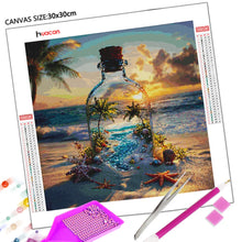 Load image into Gallery viewer, Bottle Beach Diamond Painting 5D DIY Coconut Tree Starfish Full Square Round Diamond Embroidery Home Decor
