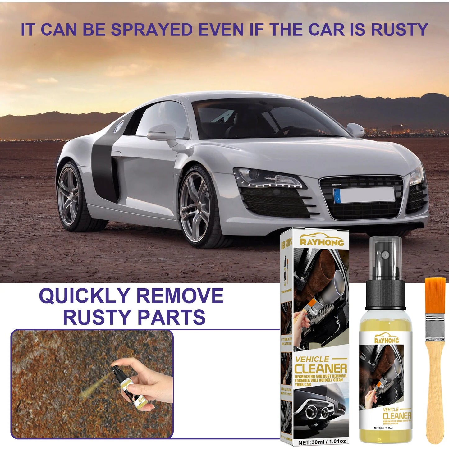 Auto Rust Remover Lubricant Metal Steel Multi-Function Tire Screw Rust Removal Anti-Rust Cleaning And Brightening Spray