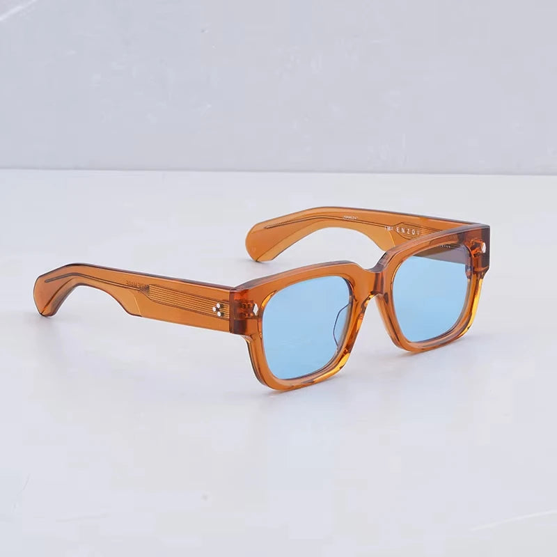 Sunglasses for Men Vintage Acetate Luxury Designer Sunglasses Women Occhiali Da Sole Da Uomo ENZO Red Lens Sunglasses