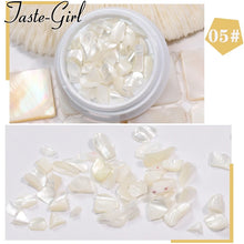 Load image into Gallery viewer, 1 Pot Nails Abalone Shell Fragments Texture Natural Sea Shell 3d Charm Nail Art Decoration Slice DIY Beauty Salon Tools new
