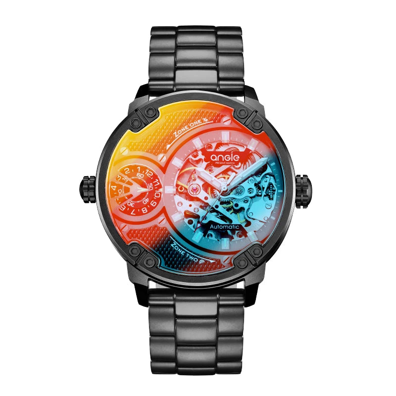 Mens Mechanical Watches Colorful Automatic Watch for Men Luxury Brand Stainless Steel Waterproof Man Wristwatches Reloj Hombre