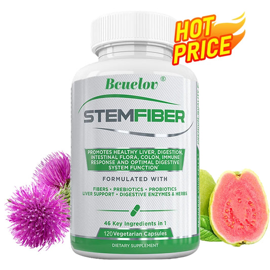 Fiber Probiotic + Prebiotic Supplement, Liver Support, Digestion, Gut Microbiome, Constipation Relief, 120 Capsules