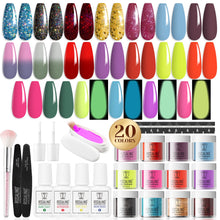 Load image into Gallery viewer, ROSALIND 29PCS Dip Nails Powder Starter Kit, 20 Colors Dip Powder Nail Kit Red Green Orange Glitter Series Nail Dip Powder Color
