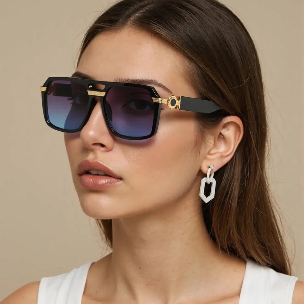 2025 Sunglasses for Women Fashionable Square Frame Glasses with Golden Decorative Legs and Exquisite Design for Women Glasses