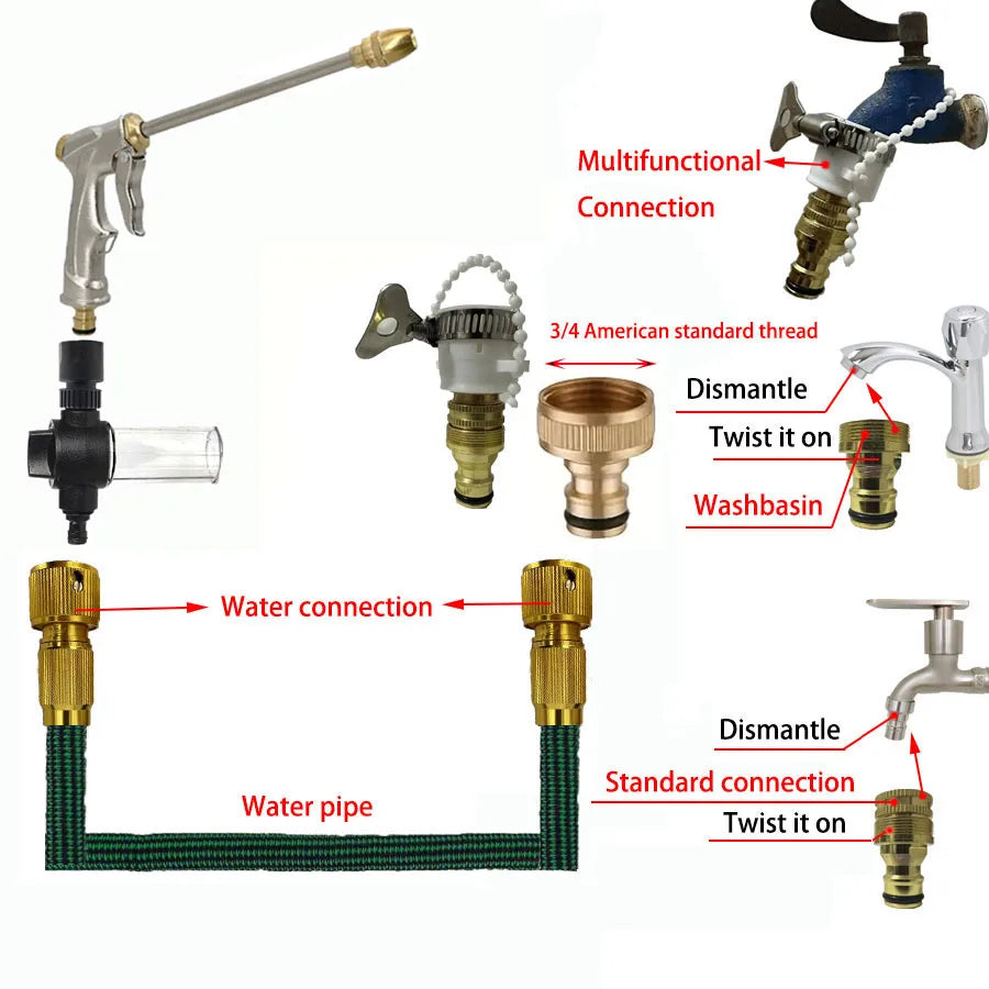 Garden Hoses, Water Pipes Telescopic Hoses Multifunctional Water Guns High-pressure Water Guns, Car Washing, Watering, Sprinkler