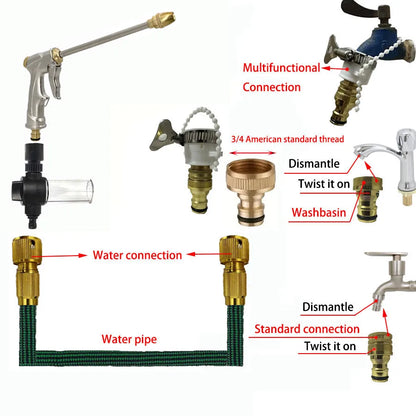 Garden Hoses, Water Pipes Telescopic Hoses Multifunctional Water Guns High-pressure Water Guns, Car Washing, Watering, Sprinkler