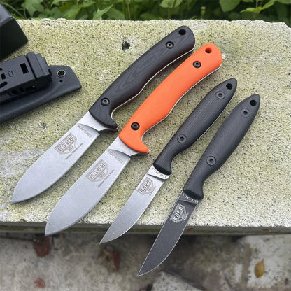 2 Styles ES-AGK-ES Washed Graphite Grey Flax Straight Knives Outdoor Camping Hiking Climbing Non Slip Knife Mountaineering EDC