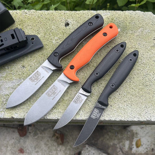 2 Styles ES-AGK-ES Washed Graphite Grey Flax Straight Knives Outdoor Camping Hiking Climbing Non Slip Knife Mountaineering EDC