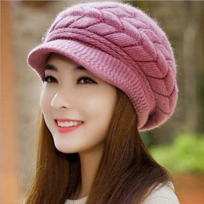 Winter Women Hat Wide Brim Keep Warm Cap Knitted Hats Female Soft High Elastic Warm Caps Beanies Girl Cap Solid Color 2023 New