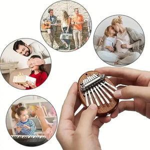 Portable Beginner Finger Piano Wooden Mini Thumb Piano Music Toy 8-sonic Instrument Children's Puzzle Home Decoration Ornaments