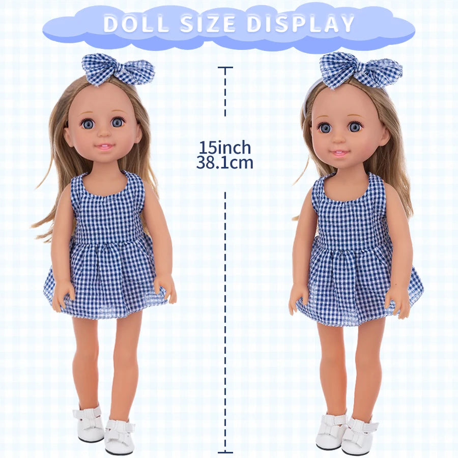 15Inch&38Cm Pop Doll Clothes Dress Set Top Short Skirt For American Reborn Baby Doll Clothing Camera Accessories Girl's Toys
