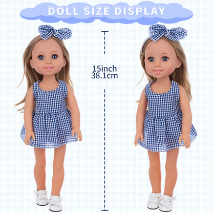 15Inch&38Cm Pop Doll Clothes Dress Set Top Short Skirt For American Reborn Baby Doll Clothing Camera Accessories Girl's Toys