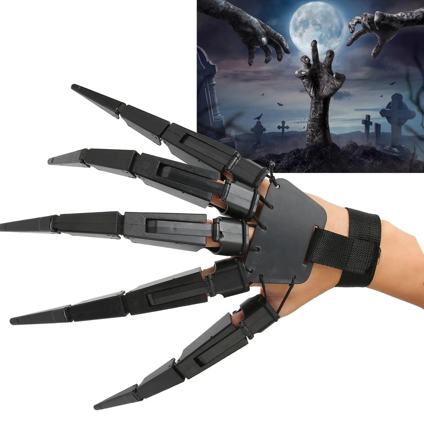 DIY Halloween Ghost Claw Gloves - Articulated Horror Fingers for Cosplay & Party Supplies