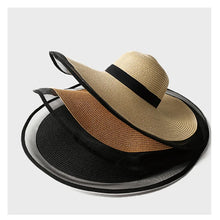 Load image into Gallery viewer, Women Sun Hat Big Eaves Waves Beach Cap Ladies Hat Big Brim Sun Visors UV Cut Bucket Panama Cap Foldable Straw Sunscreen Vintage
