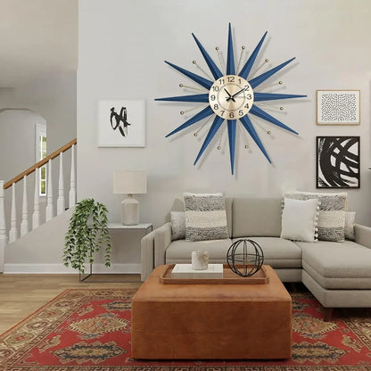 Large Wall Clock Metal Decorative, Mid Century Silent Non-Ticking Big Clocks, Modern Home Decorations for Living Room,Bedroom
