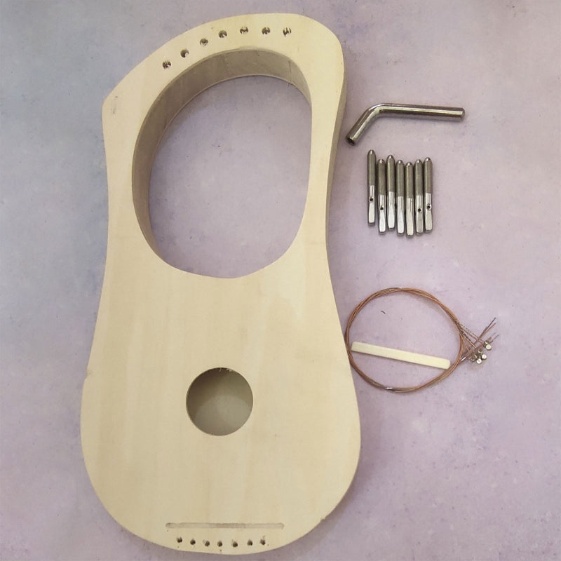 7 Strings Lyre Harp DIY Kit Solid Basswood String Musical Instrument Handwork Painting Assembly for Amateur Beginner