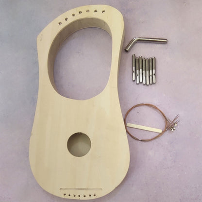 7 Strings Lyre Harp DIY Kit Solid Basswood String Musical Instrument Handwork Painting Assembly for Amateur Beginner