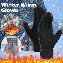 Load image into Gallery viewer, Women Men Warm Winter Touch Screen Gloves Stretch Classical Knit Mittens Wool Full Finger Outdoor Cycling Driving Glove
