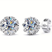 Load image into Gallery viewer, 18K White Gold Plated Brilliant Cut Cubic Zirconia Stud Earrings Unisex 8 Prong 8 Zirconia Sterling Silver Posts Hypoallergenic
