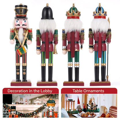 30cm Nutcracker Soldier Puppet Wooden Nutcracker Statues Handicraft Doll Toy Christmas Navidad New Year Gift Home Decoration