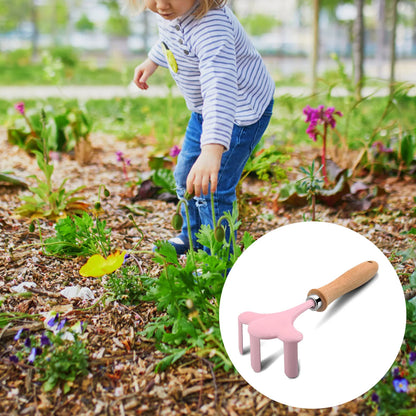Little Gardener Tool Set Colorful  Safe Tools with Wood Hand Shovel Rake Fork Set Gardening Gifts for Kids Girls