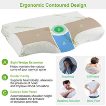 Load image into Gallery viewer, Bamboo Memory Foam Sleep Pillow Contoured Cervical Orthopedic Pillow Neck Support Breath Pillow

