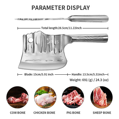 1Pc Heavy Duty Butcher's Axe, Chopping Knife, Stainless Steel Thickened Blade and Ergonomic Handle, Chinese Kitchen Axe