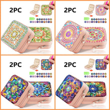 Load image into Gallery viewer, Two mandala themed diamond painting sets with crystal DIY makeup boxes, suitable for ladies to carry when traveling
