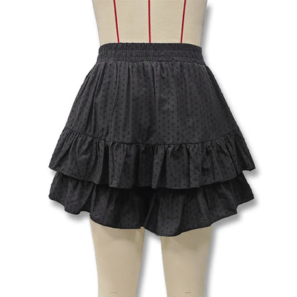 The new women's clothing in summer is a solid color high-waisted lace design sexy cake skirt skirt