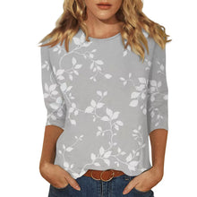 Load image into Gallery viewer, Female Clothing Delicate Fashion Shirts Floral Round Neck 3/4 Sleeves Printed Summer Women Pullover Daily Wear Vetement Femme
