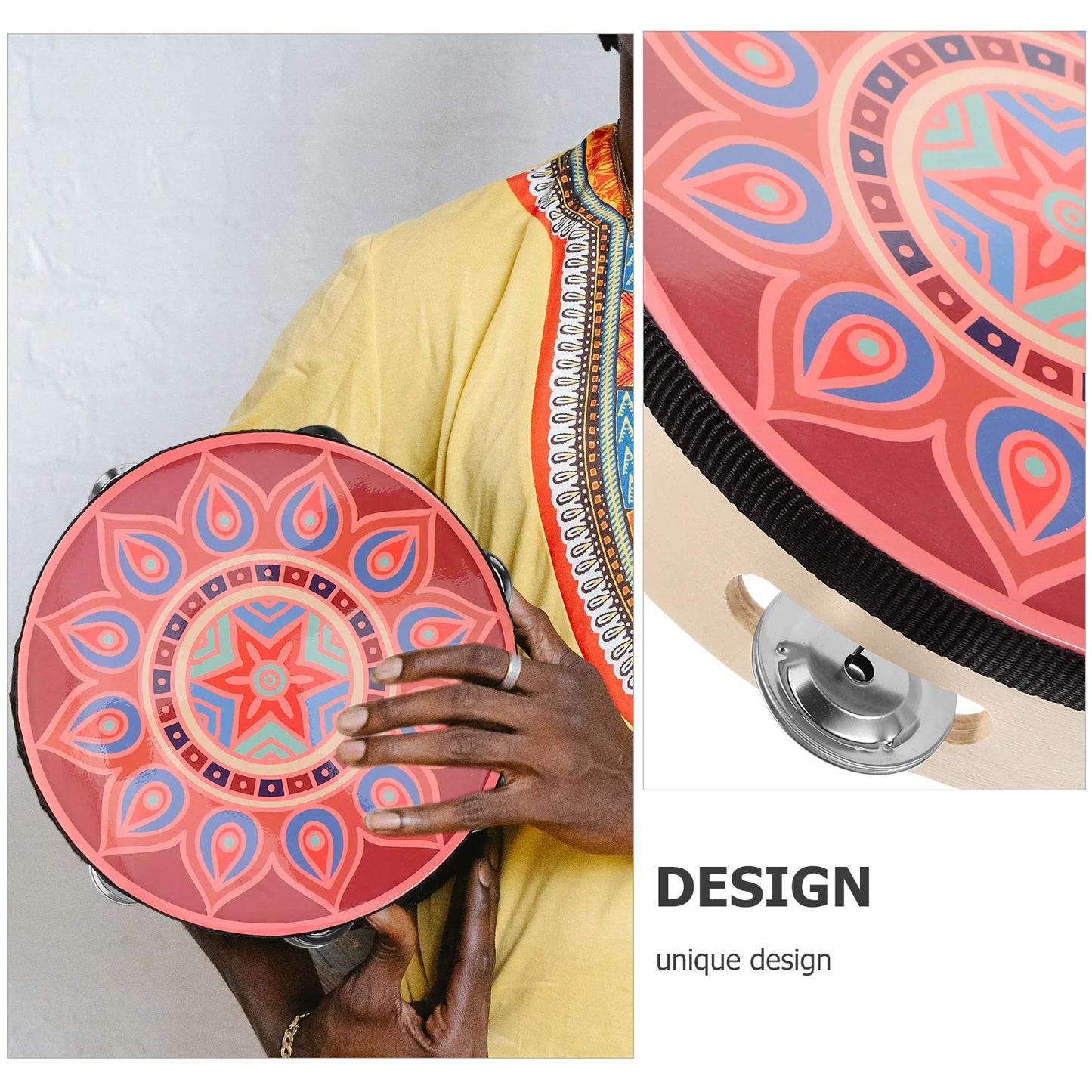 Single Row Hand Drum Tambourine Musical Instrument Adult Percussion Drums Professional Stage Dance Steel Wood Bohemian Kids