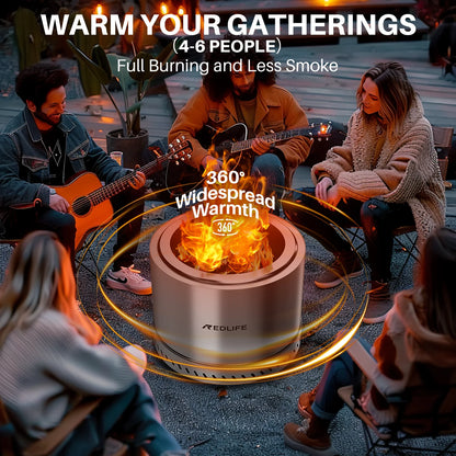 19.5'' Smokeless Fire Pit, Outdoor Stainless Steel Firepit with Carry Bag, Wood Burning Portable Fireplaces for Camping Bonfire
