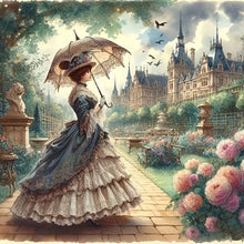 Load image into Gallery viewer, Diamond painting set, umbrella holding women's pattern, round diamond full diamond art, multiple specifications to choose from

