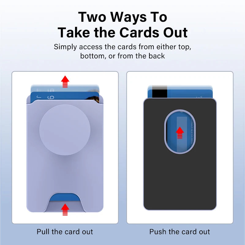 Magnetic Phone Grip Stand Holder with Card Wallet For iPhone 12+ Series Collapsible Phone Grip Holds 2-3 cards Magnetic Wallet
