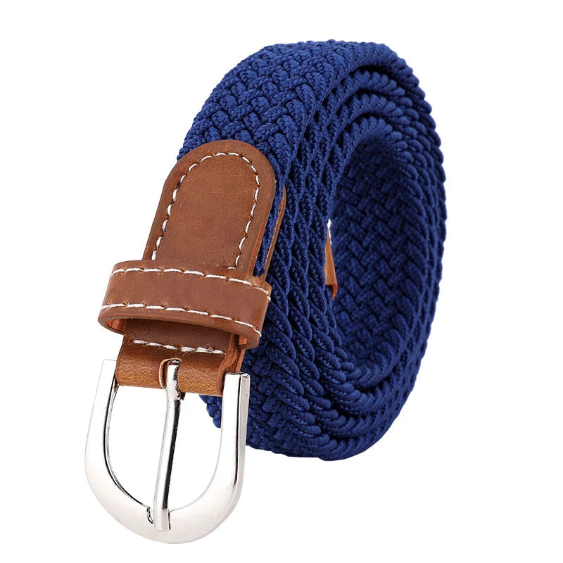 Women's elastic and elastic woven belt in one outfit, casual and versatile denim belt for men and women