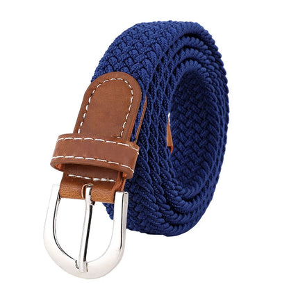 Women's elastic and elastic woven belt in one outfit, casual and versatile denim belt for men and women