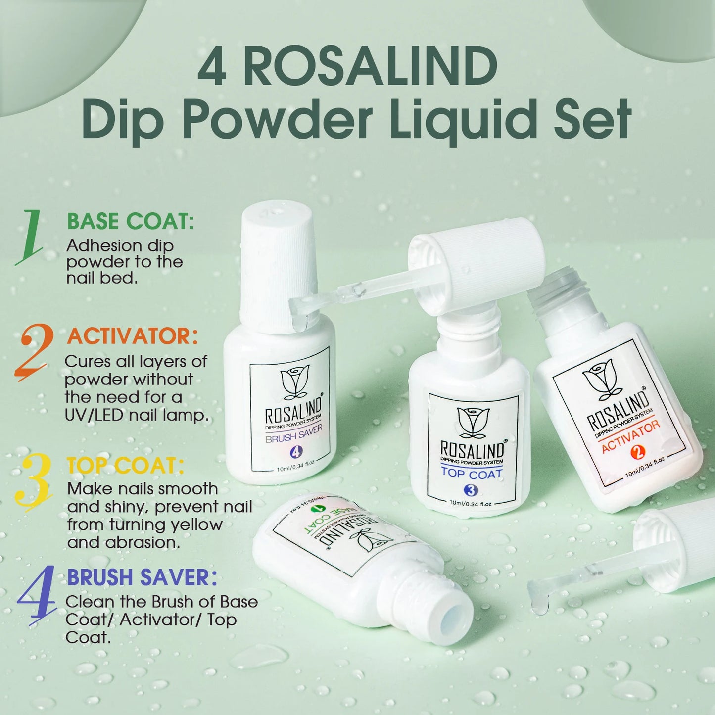 ROSALIND 29PCS Dip Nails Powder Starter Kit, 20 Colors Dip Powder Nail Kit Red Green Orange Glitter Series Nail Dip Powder Color