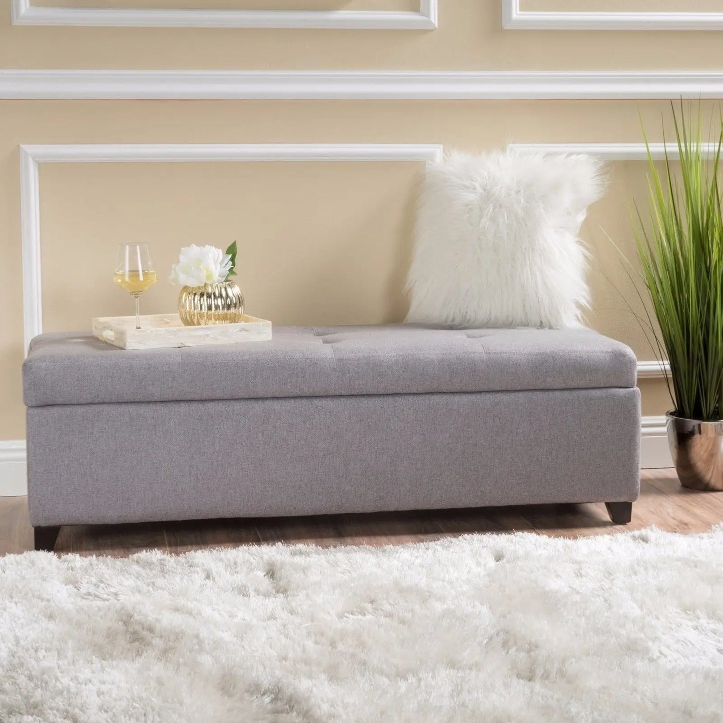 Brentwood Contemporary Tufted Fabric Storage Ottoman Bench