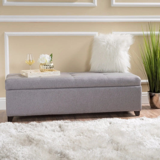 Brentwood Contemporary Tufted Fabric Storage Ottoman Bench