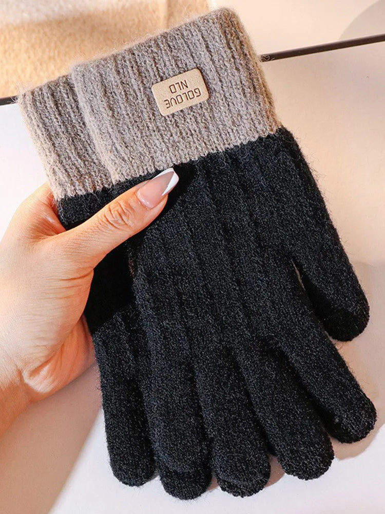 Women Men Warm Winter Touch Screen Gloves Stretch Knit Mittens Wool Full Finger Guantes Female Crochet Glove
