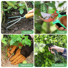 Load image into Gallery viewer, Gardening Tools 9-Piece Heavy Duty Gardening Hand Tools Durable Organizer Handbag,Rust-Proof Combination Garden Tool Set
