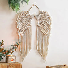 Load image into Gallery viewer, Angel Wing Hanging Tapestry Cotton Angel Wings Tapestry with Long Tassels Woven Macrame Tapestry Wall Hanging Decor Rustic Art

