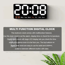 Load image into Gallery viewer, Large Colorful LED Digital Alarm Clock With DateTemperature 2 Alarms Large Display Day Clock Battery Backup 12/24H Wall Clock
