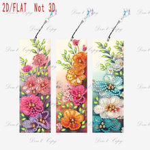 Load image into Gallery viewer, Three-piece diamond painting bookmark set, DIY creative colorful floral and butterfly design, with diamond book bookmarks
