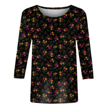 Load image into Gallery viewer, Female Clothing Delicate Fashion Shirts Floral Round Neck 3/4 Sleeves Printed Summer Women Pullover Daily Wear Vetement Femme

