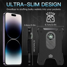 Load image into Gallery viewer, Metal Wallet for Men, Ergonomics Design Money Clip Wallet with Compass, Minimalist Slim Wallet with RFID Blocking
