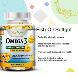 Omega-3 Fish Oil Rich in DHA and EPA for Joint, Brain and Skin Health, Overall Health and Immune Support