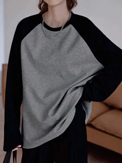 Women's Clothing Tops O-Neck Long Sleeve Thick Office Lady Commuter Autumn Winter Casual Printed All-match T-shirt