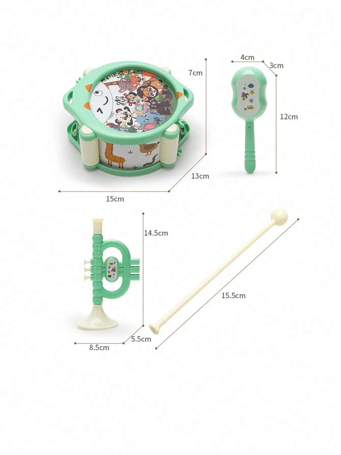 6-piece set of children's musical instrument toys, suitable for indoor and outdoor children's music practice toys